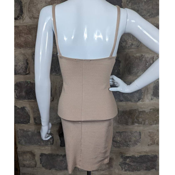 LULU'S Bodycon Mini Dress‎ Tan Bateau Spaghetti Straps Size Small - Picture 5 of 13